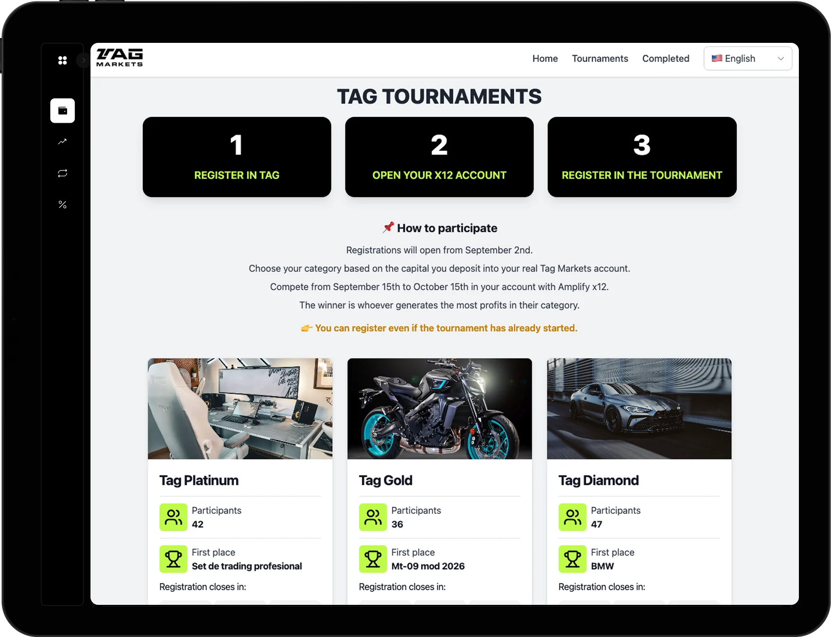 TAG Markets Tournaments Arena